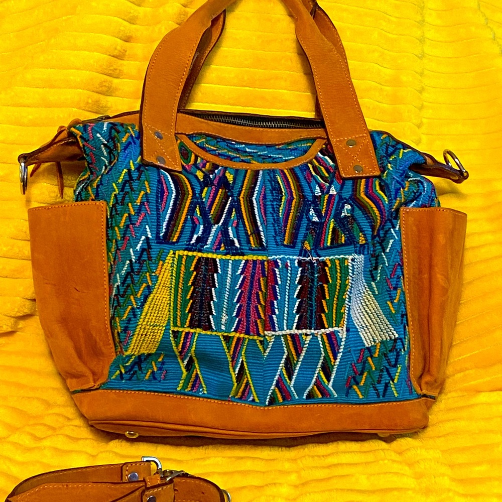 Maria’s Artisan Huipil Leather Bag and Clutch 2 Piece Set